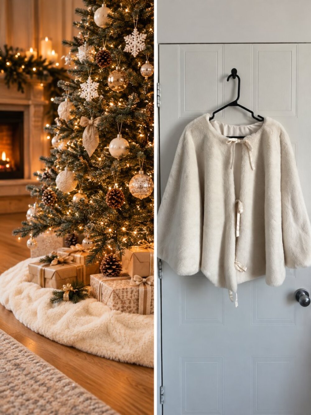 OUI Make Room White Faux Fur Christmas Tree Skirt 55 Cozy Scandinavian Decor